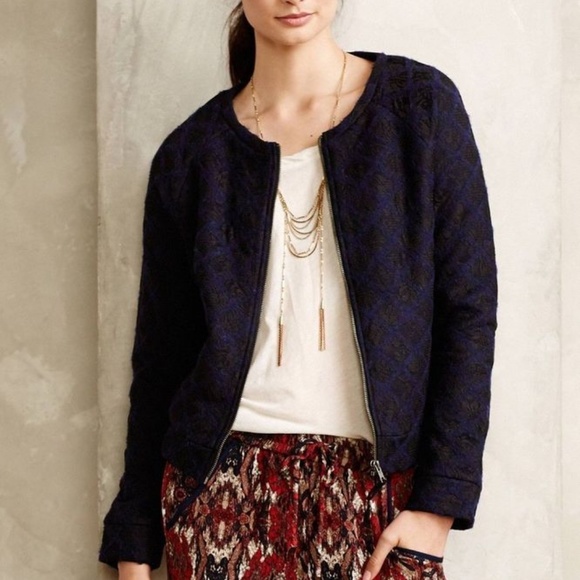 Anthro Lace Bomber Jacket - Picture 1 of 7
